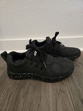 Snibbs Black Glitter Sneakers with Speckled Sole